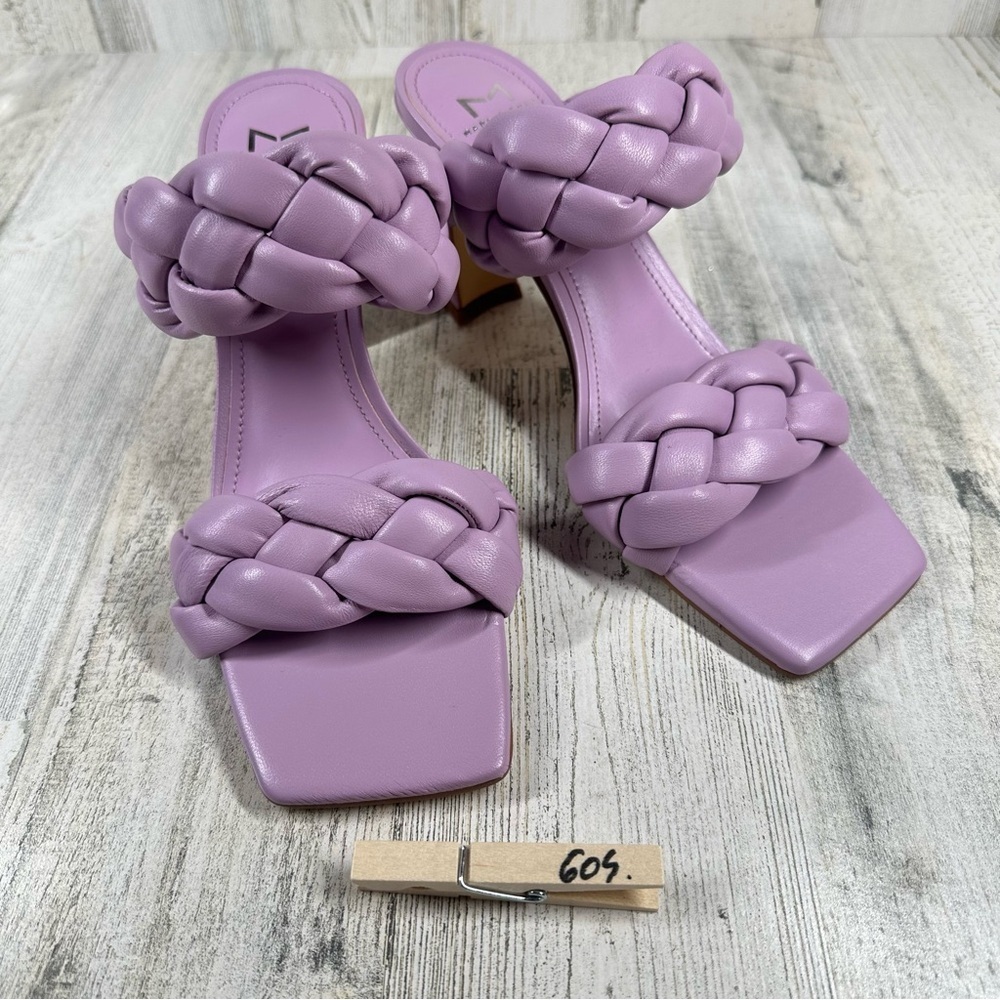 Marc Fisher Heeled Sandals Women's 8 Lilac Purple Braided Leather Hammy - Picture 7 of 7